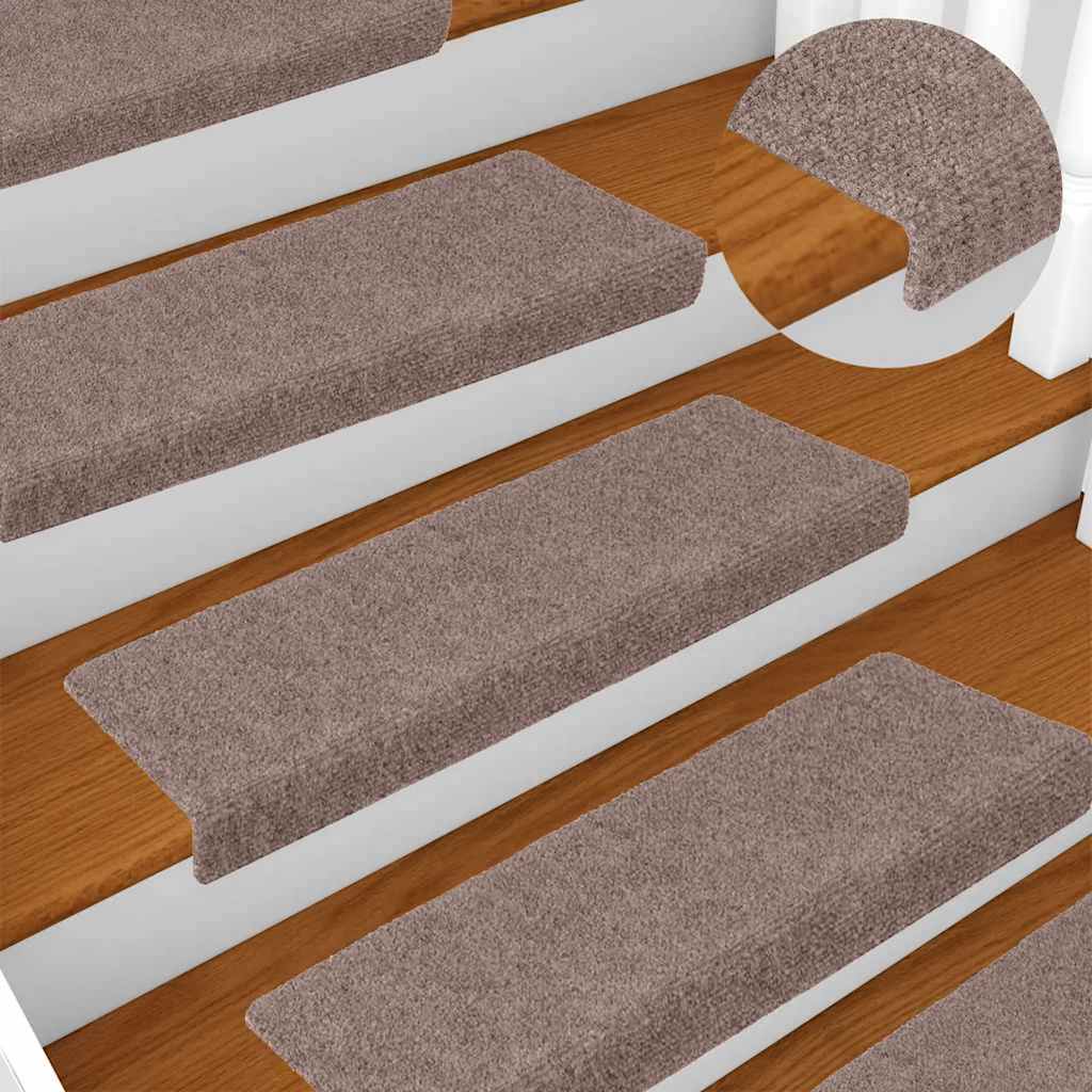 vidaXL Maty na schody samoprzylepne 15 szt. 65x21x4 cm jasnobrązowe, prostokątne krawędzie