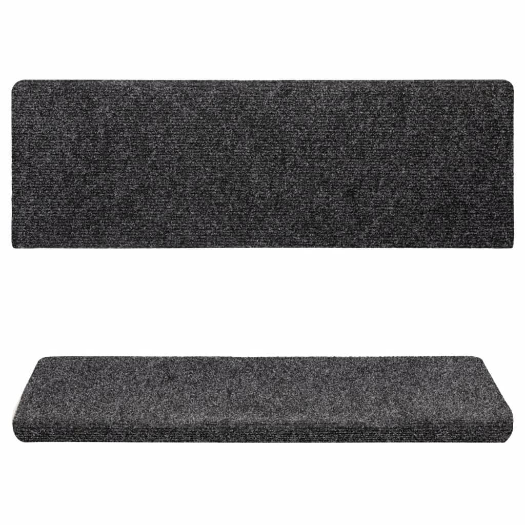 vidaXL Maty na schody samoprzylepne 15 szt. 65x21x4 cm ciemnoszare, prostokątne krawędzie