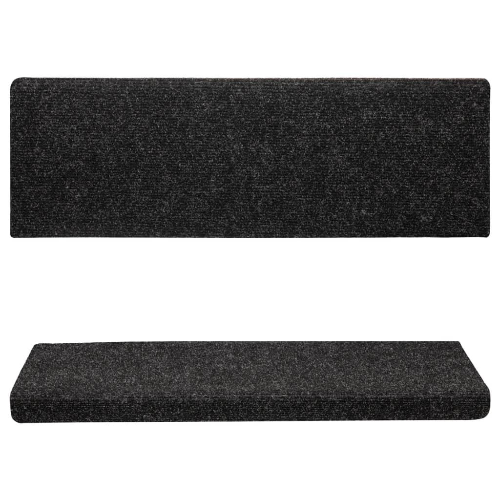 vidaXL Maty na schody samoprzylepne 15 szt. 65x21x4 cm, czarne, prostokątne, z krawędzią