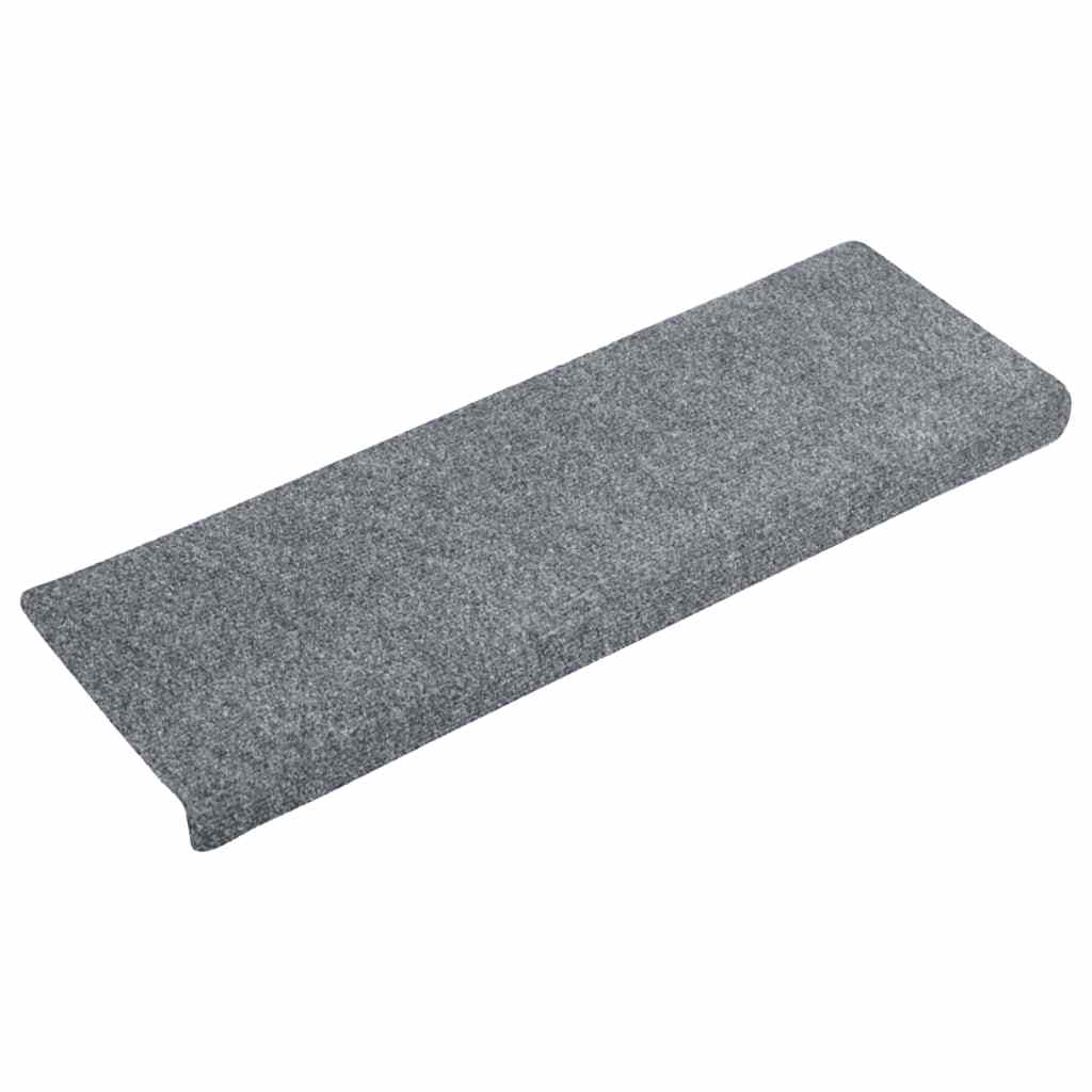 vidaXL Maty na schody samoprzylepne 15 szt. 65x21x4 cm Jasnoszary prostokątny brzeg
