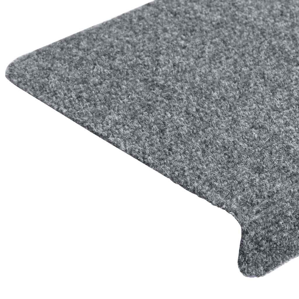 vidaXL Maty na schody samoprzylepne 15 szt. 65x21x4 cm Jasnoszary prostokątny brzeg