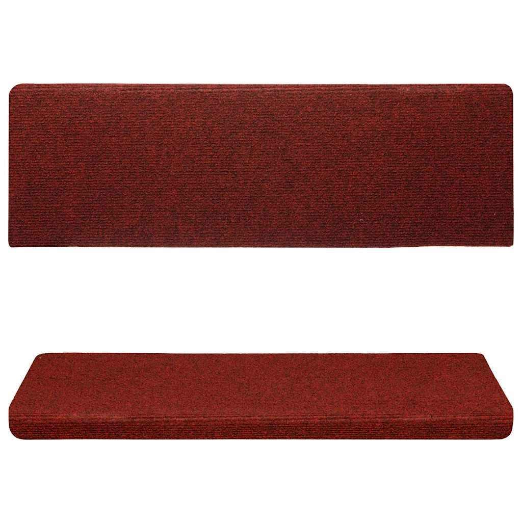 vidaXL Maty na schody samoprzylepne 15 szt. 65x21x4 cm Bordowe, prostokątne, czerwone