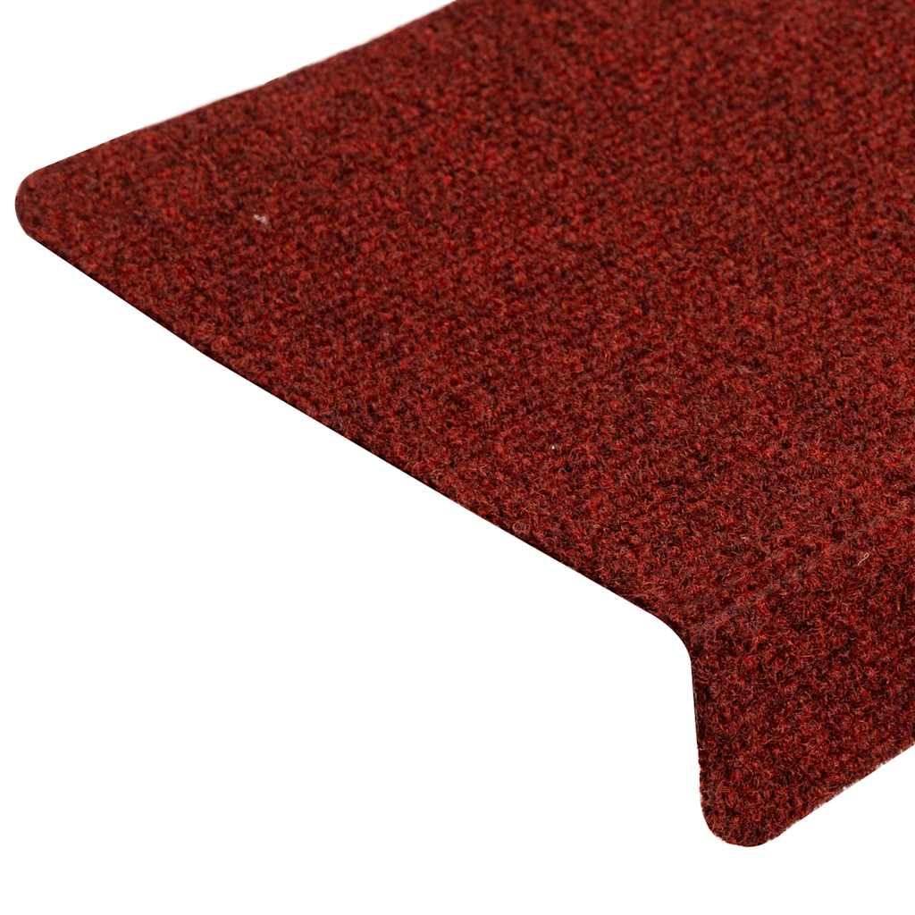vidaXL Maty na schody samoprzylepne 15 szt. 65x21x4 cm Bordowe, prostokątne, czerwone
