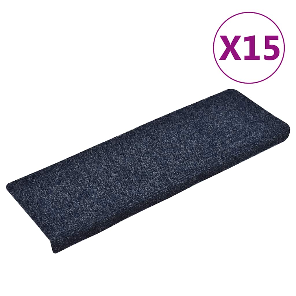 vidaXL Maty na schody samoprzylepne 15 szt. 65x21x4 cm Niebieskie prostokątne krawędzie