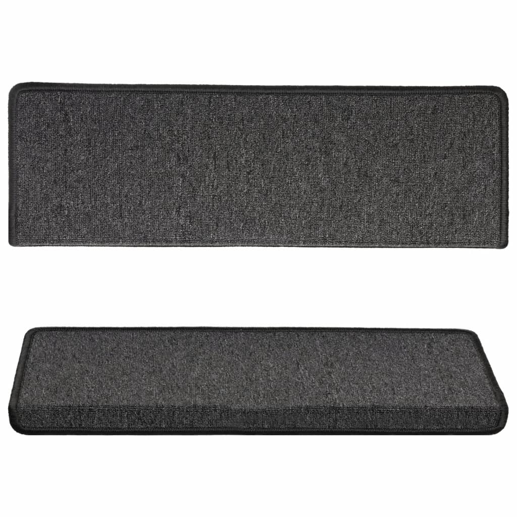 vidaXL Maty na schody 15 szt. 65x21x4 cm Antracytowe, prostokątne krawędzie