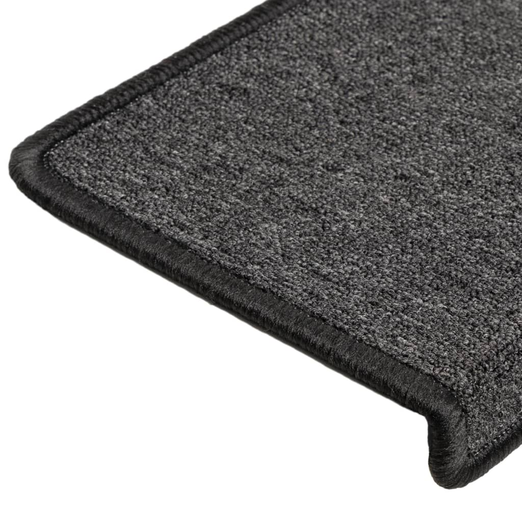 vidaXL Maty na schody 15 szt. 65x21x4 cm Antracytowe, prostokątne krawędzie