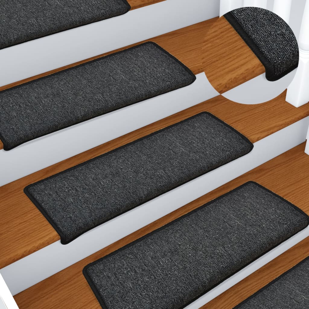 vidaXL Maty na schody 15 szt. 65x21x4 cm Antracytowe, prostokątne krawędzie