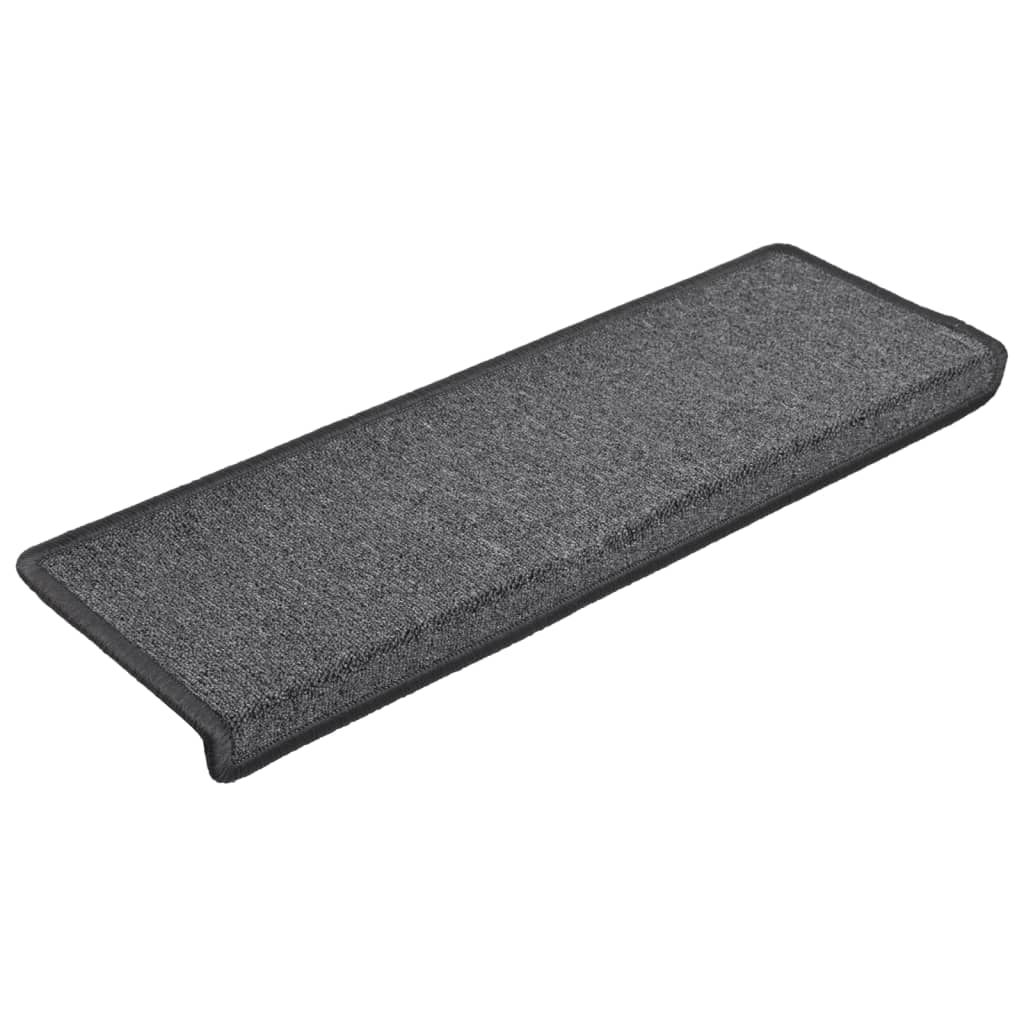 vidaXL Maty na schody 15 szt. 65x21x4 cm Ciemnoszary prostokątny brzeg