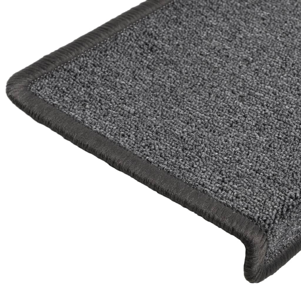 vidaXL Maty na schody 15 szt. 65x21x4 cm Ciemnoszary prostokątny brzeg