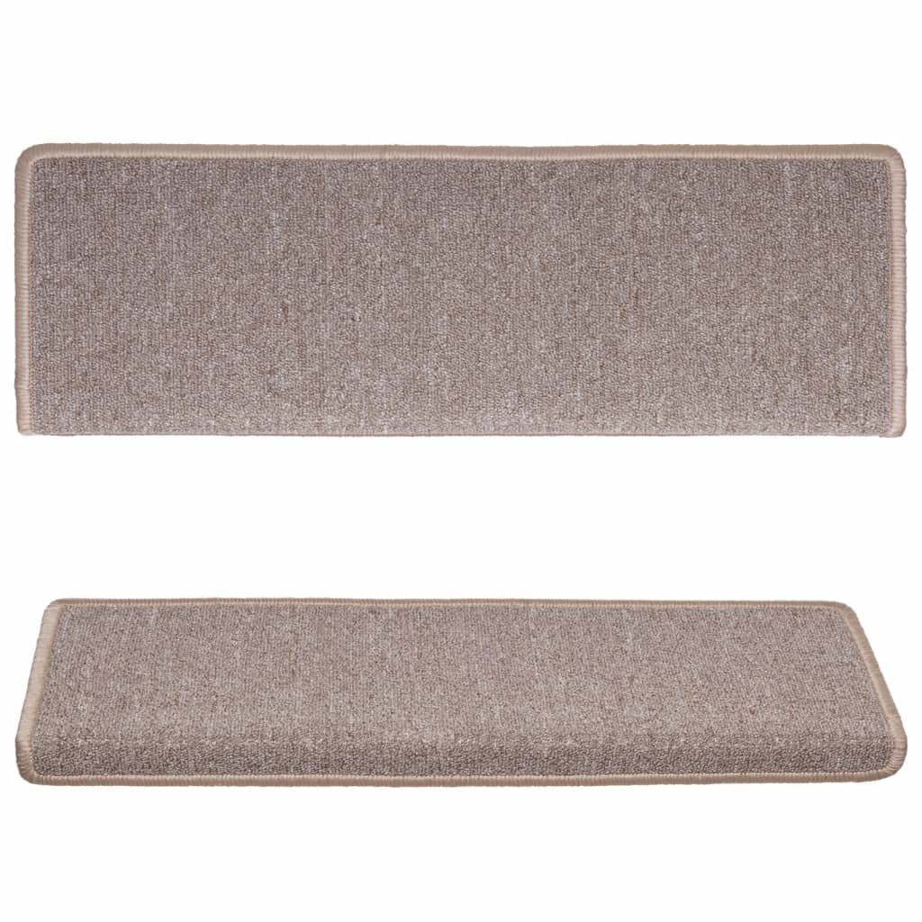 vidaXL Maty na schody 15 szt. 65x21x4 cm Jasnobrązowe, prostokątne krawędzie