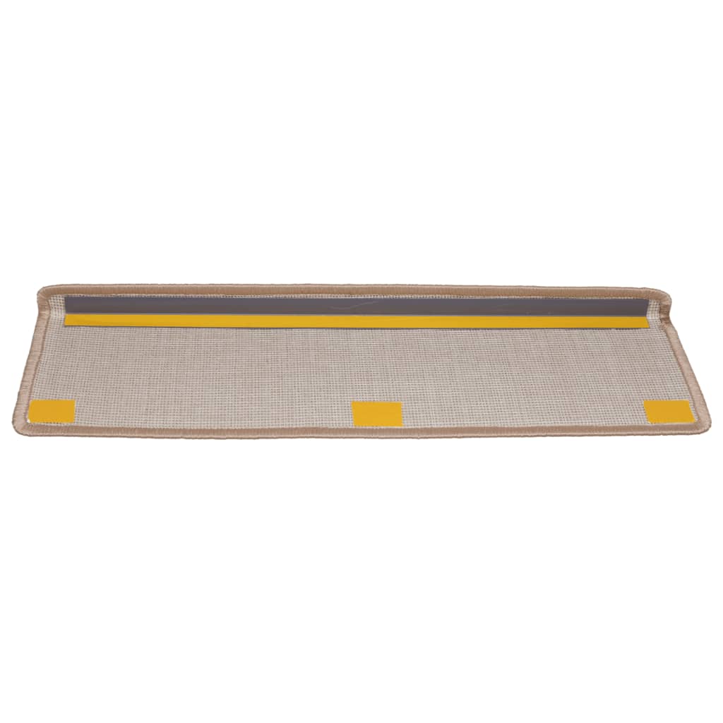 vidaXL Maty na schody 15 szt. 65x21x4 cm Jasnobrązowe, prostokątne krawędzie