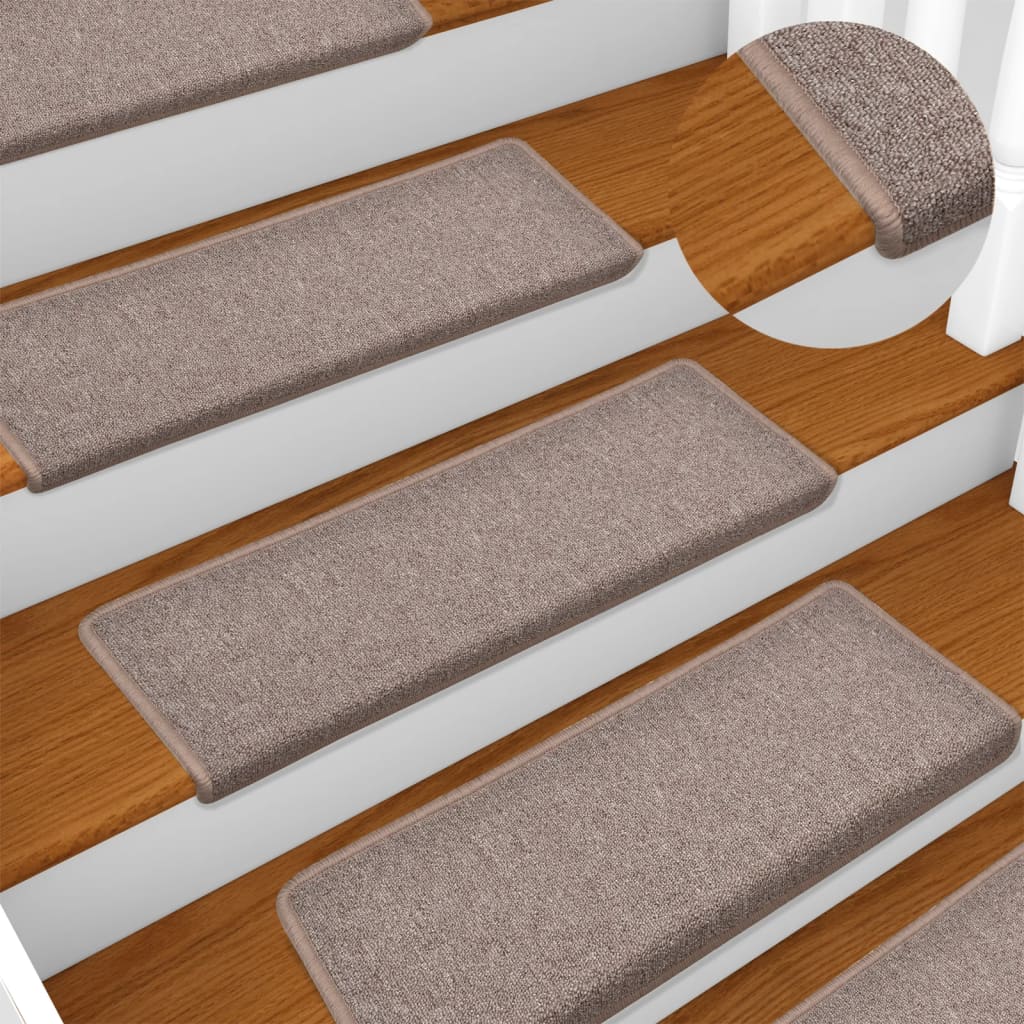 vidaXL Maty na schody 15 szt. 65x21x4 cm Jasnobrązowe, prostokątne krawędzie