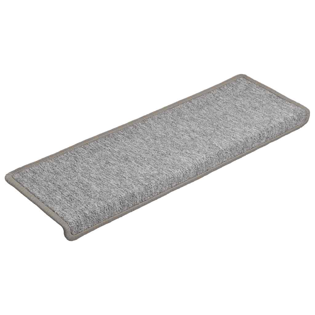 vidaXL Maty na schody 15 szt. 65x21x4 cm Jasnoszary prostokątny brzeg