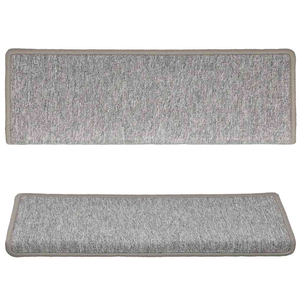 vidaXL Maty na schody 15 szt. 65x21x4 cm Jasnoszary prostokątny brzeg