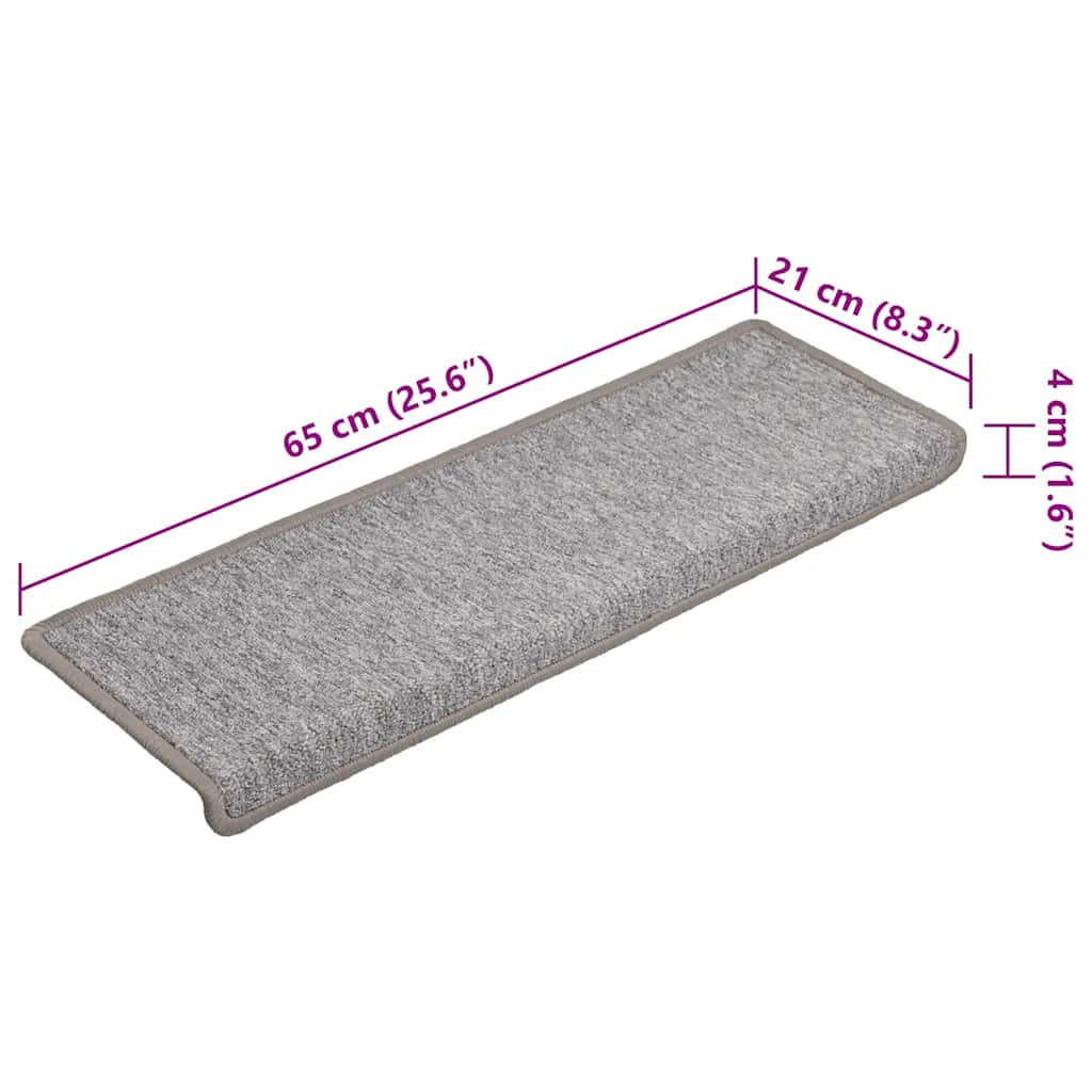 vidaXL Maty na schody 15 szt. 65x21x4 cm Jasnoszary prostokątny brzeg