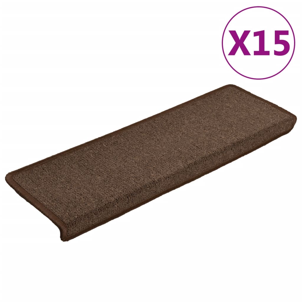 vidaXL Maty na schody 15 szt. 65x21x4 cm Brązowe prostokątne krawędzie