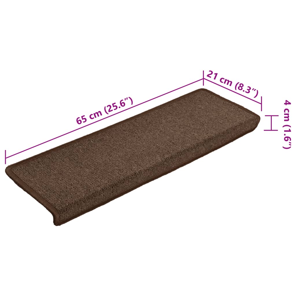 vidaXL Maty na schody 15 szt. 65x21x4 cm Brązowe prostokątne krawędzie