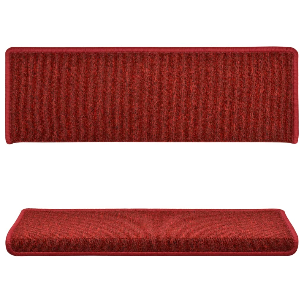vidaXL Maty na schody 15 szt. 65x21x4 cm Czerwone prostokątne krawędzie