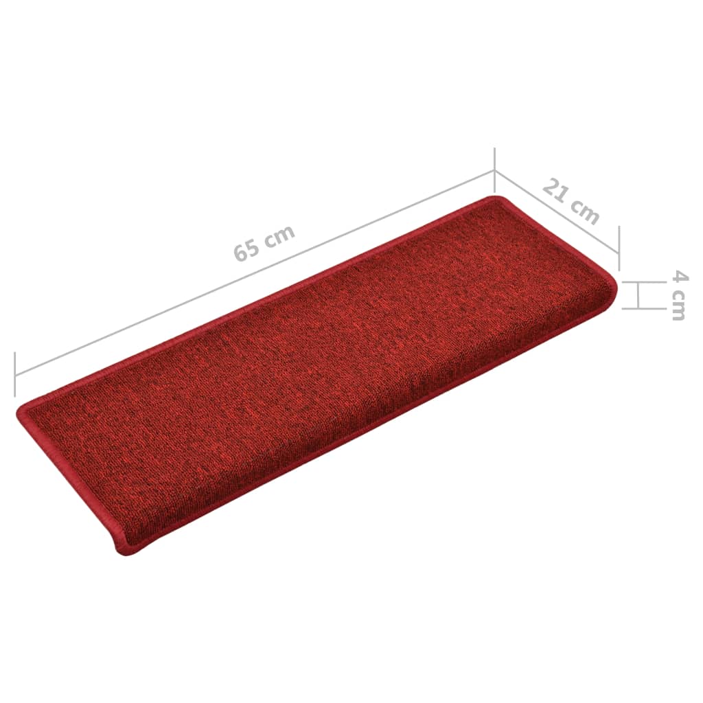 vidaXL Maty na schody 15 szt. 65x21x4 cm Czerwone prostokątne krawędzie