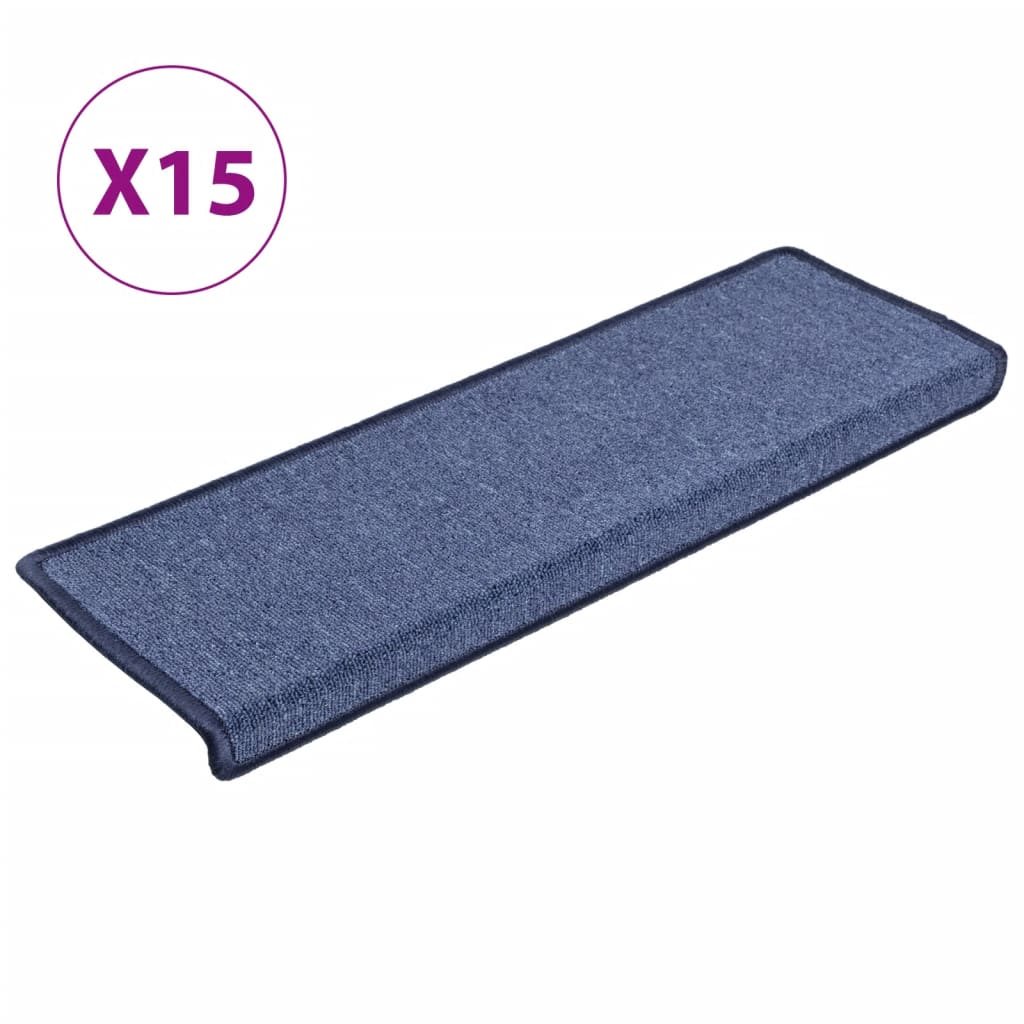 vidaXL Maty na schody 15 szt. 65x21x4 cm Niebieskie prostokątne krawędzie