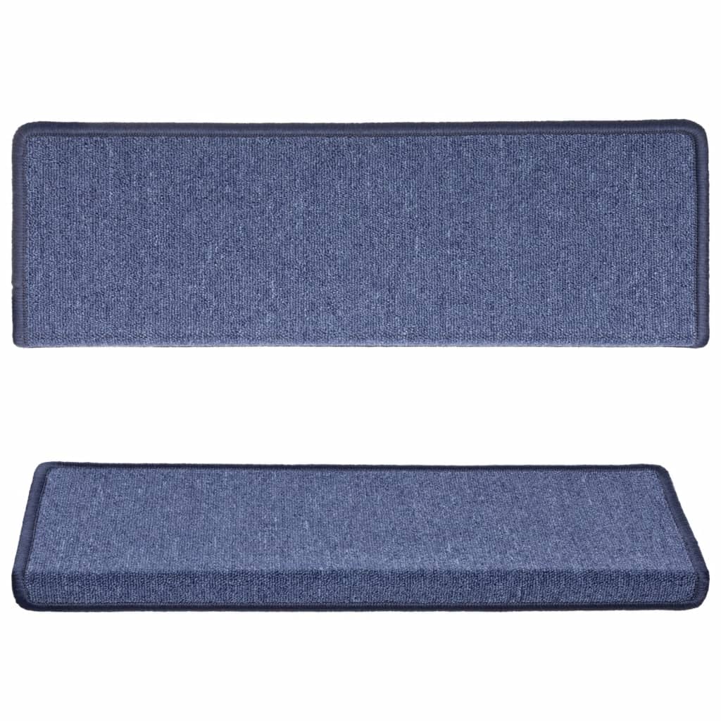 vidaXL Maty na schody 15 szt. 65x21x4 cm Niebieskie prostokątne krawędzie