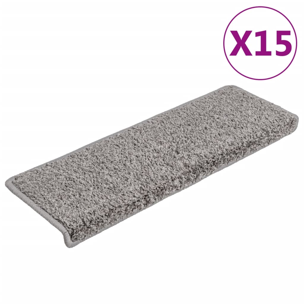 vidaXL Maty na schody 15 szt. 65x21x4 cm Szare, prostokątne krawędzie