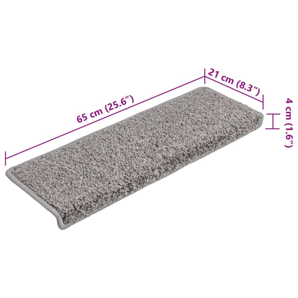 vidaXL Maty na schody 15 szt. 65x21x4 cm Szare, prostokątne krawędzie