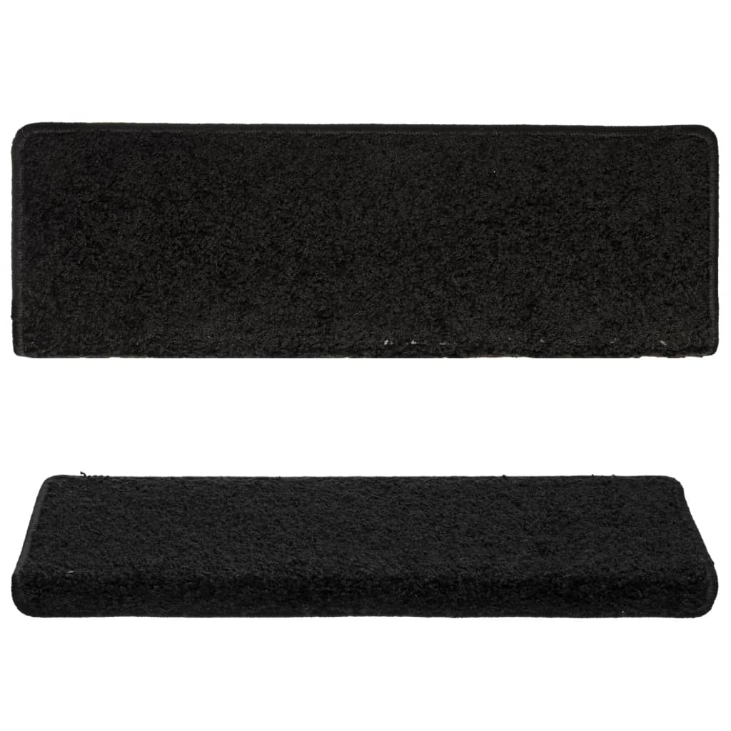 vidaXL Maty na schody 15 szt. 65x21x4 cm, czarne, prostokątne krawędzie
