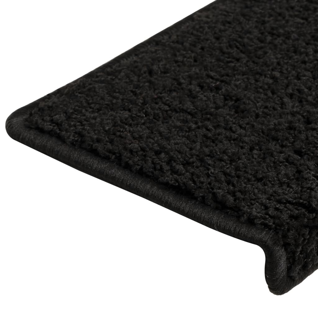 vidaXL Maty na schody 15 szt. 65x21x4 cm, czarne, prostokątne krawędzie