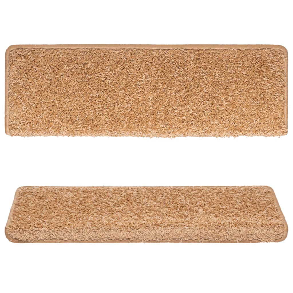 vidaXL Maty na schody 15 szt. 65x21x4 cm Beżowe, prostokątne krawędzie
