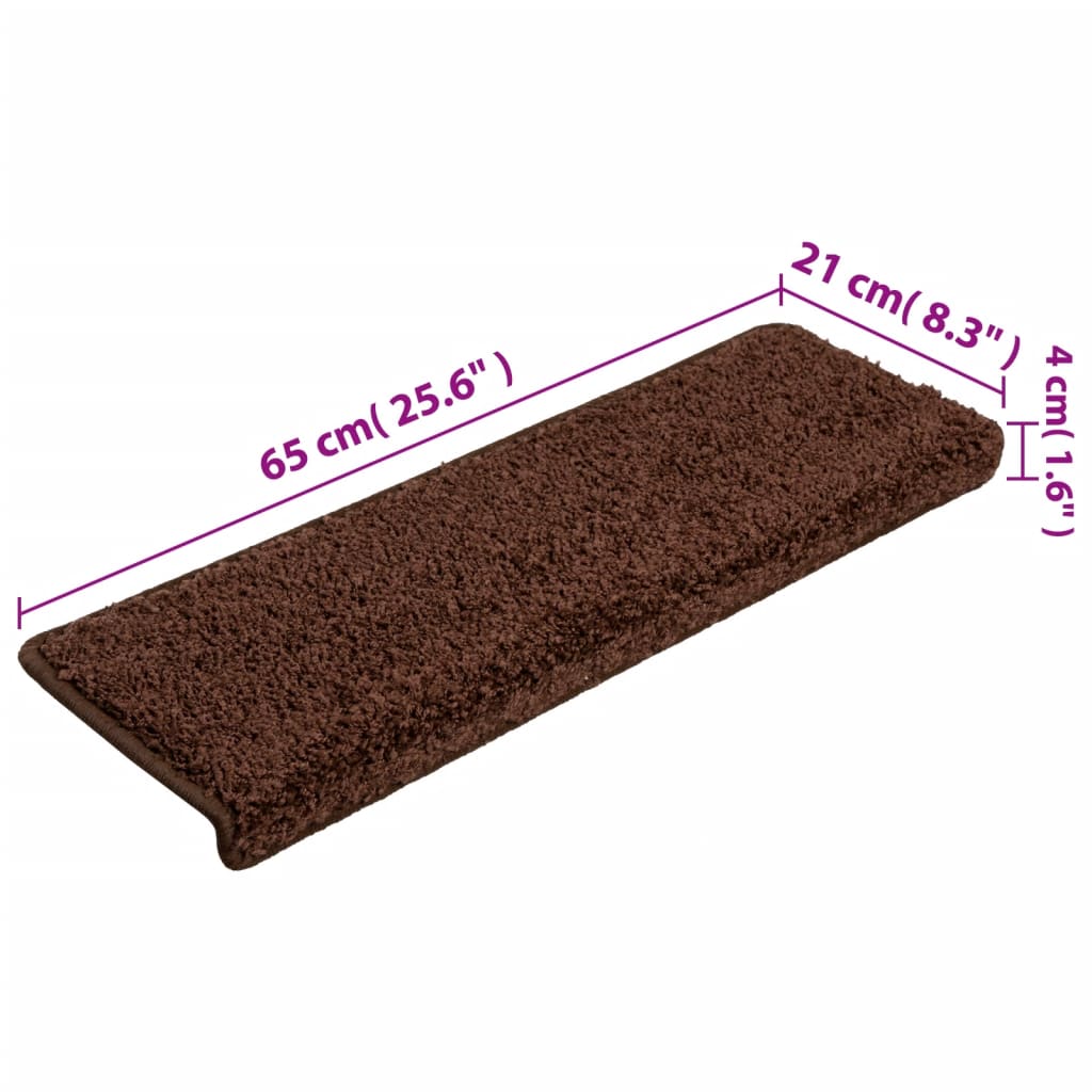 vidaXL Maty na schody 15 szt. 65x21x4 cm Brązowe prostokątne krawędzie