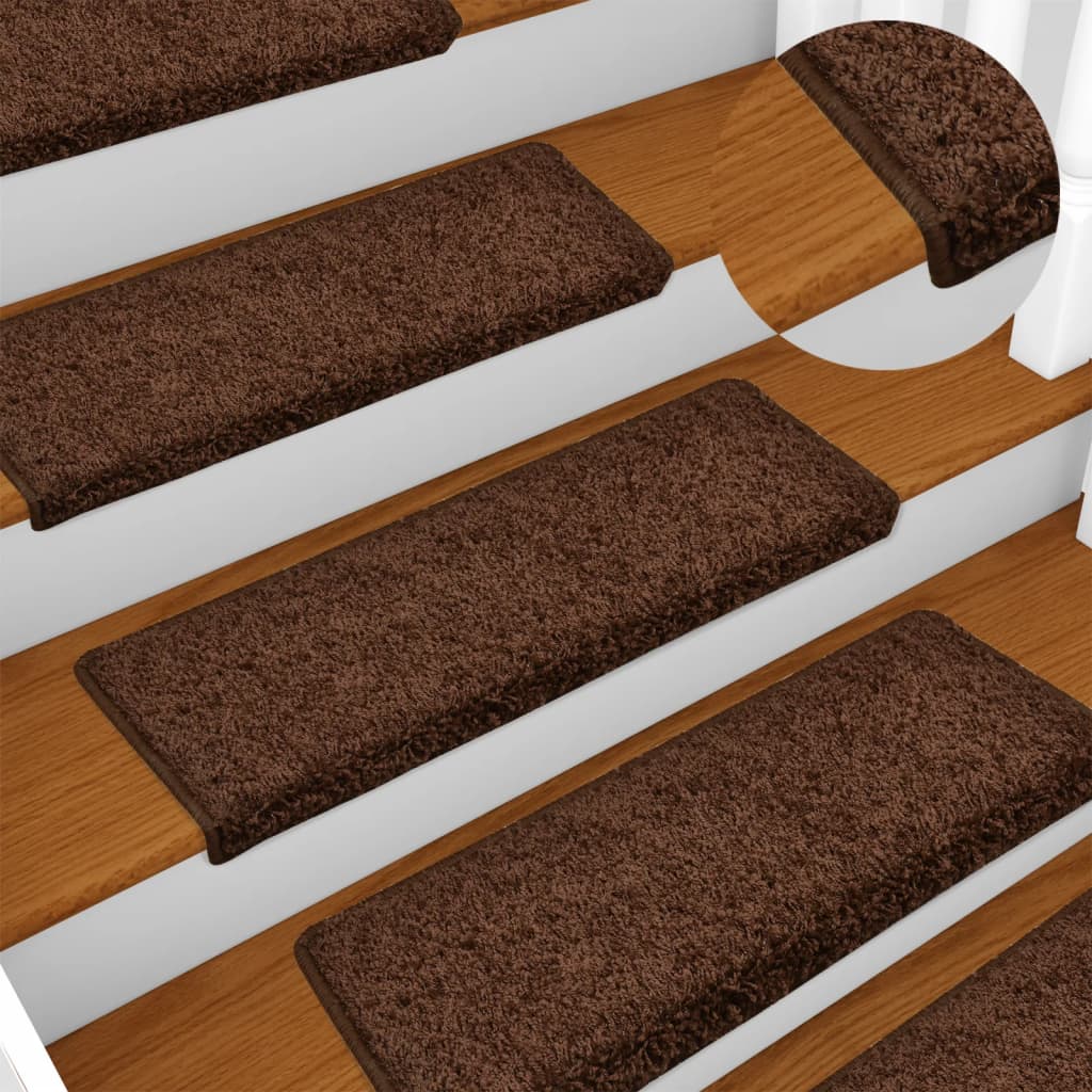 vidaXL Maty na schody 15 szt. 65x21x4 cm Brązowe prostokątne krawędzie