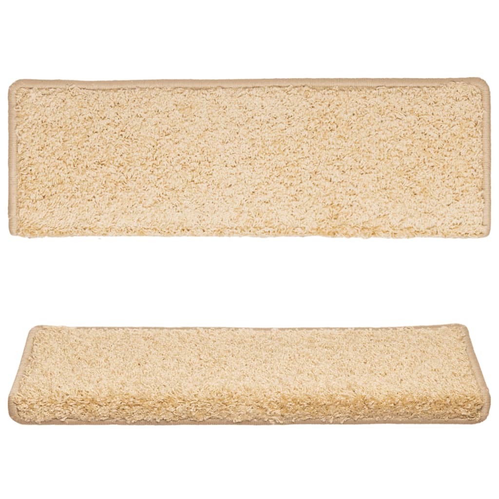 vidaXL Maty na schody 15 szt. 65x21x4 cm Kremowe, prostokątne krawędzie