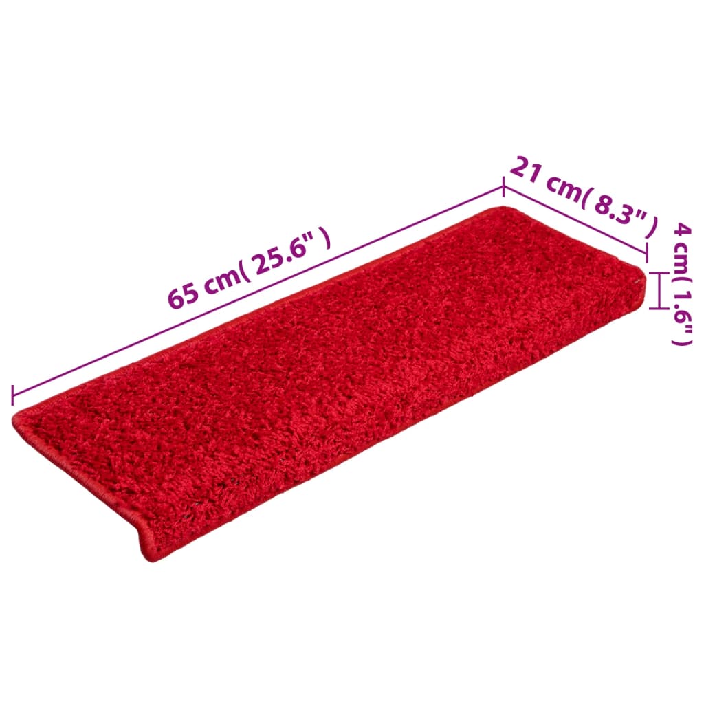 vidaXL Maty na schody 15 szt. 65x21x4 cm Czerwone prostokątne krawędzie