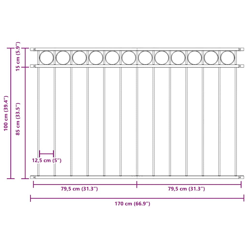 vidaXL Panel ogrodzeniowy ASSEN stalowy 1,7x1 m czarny