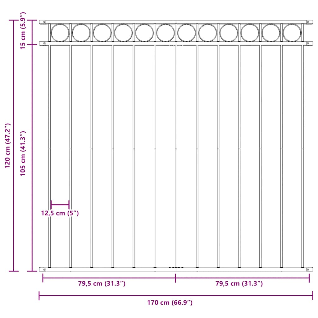 vidaXL Panel ogrodzeniowy ASSEN stalowy 1,7x1,2 m czarny