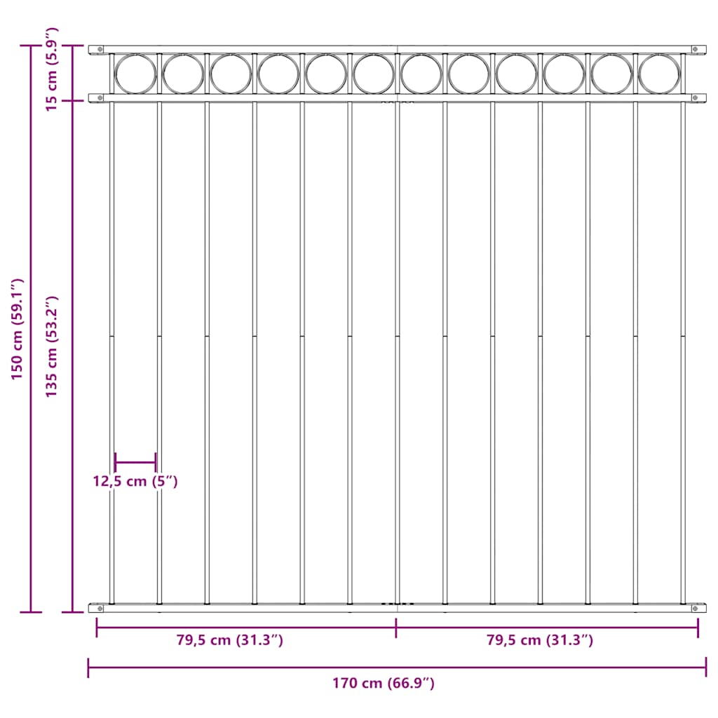 vidaXL Panel ogrodzeniowy ASSEN stalowy 1,7x1,5 m czarny