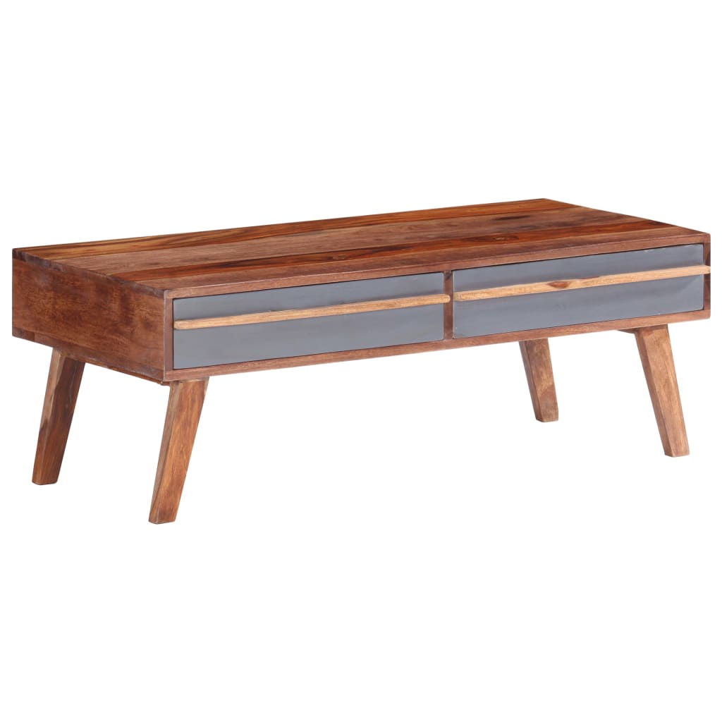 vidaXL Stolik kawowy, szary, 110x50x40 cm, lite drewno