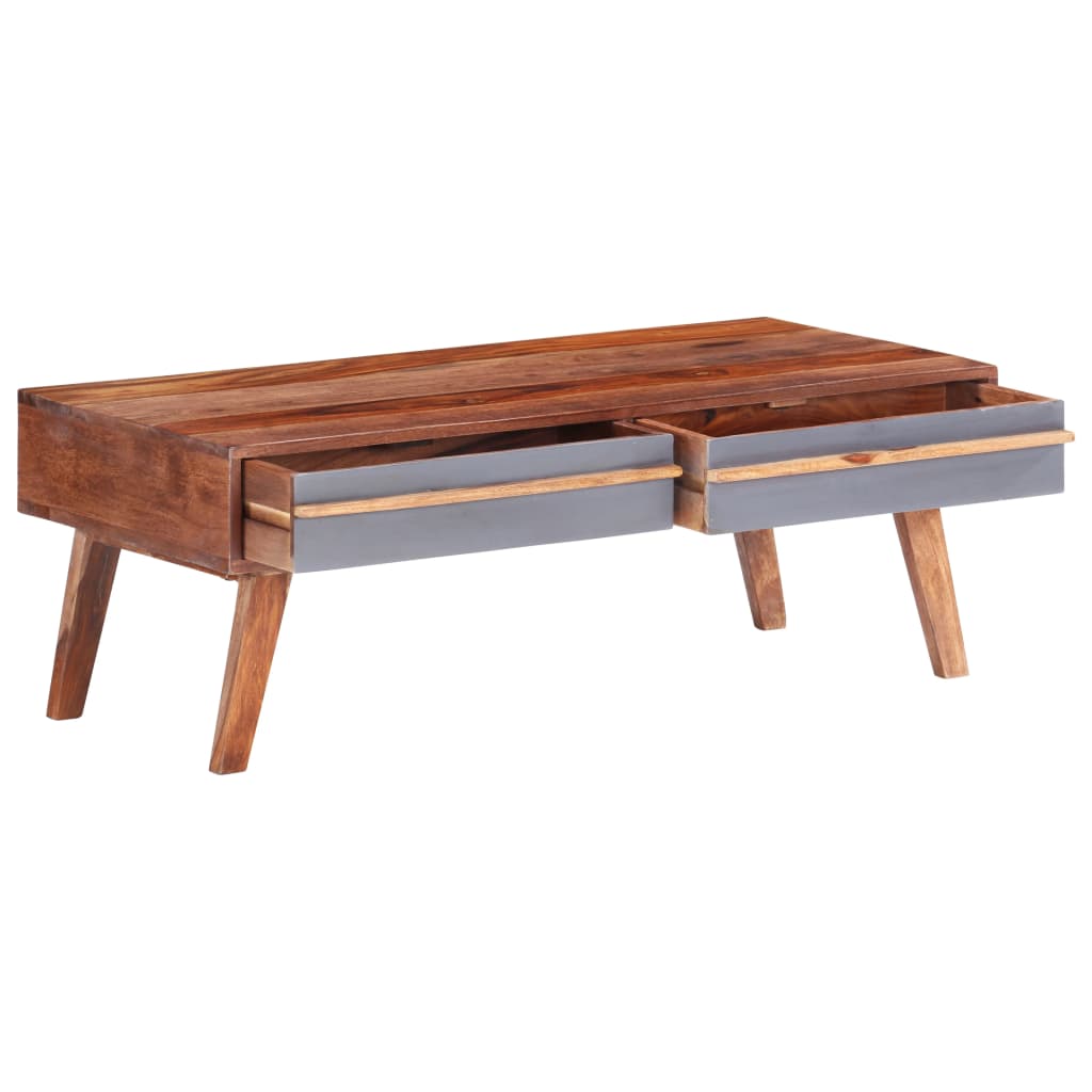 vidaXL Stolik kawowy, szary, 110x50x40 cm, lite drewno