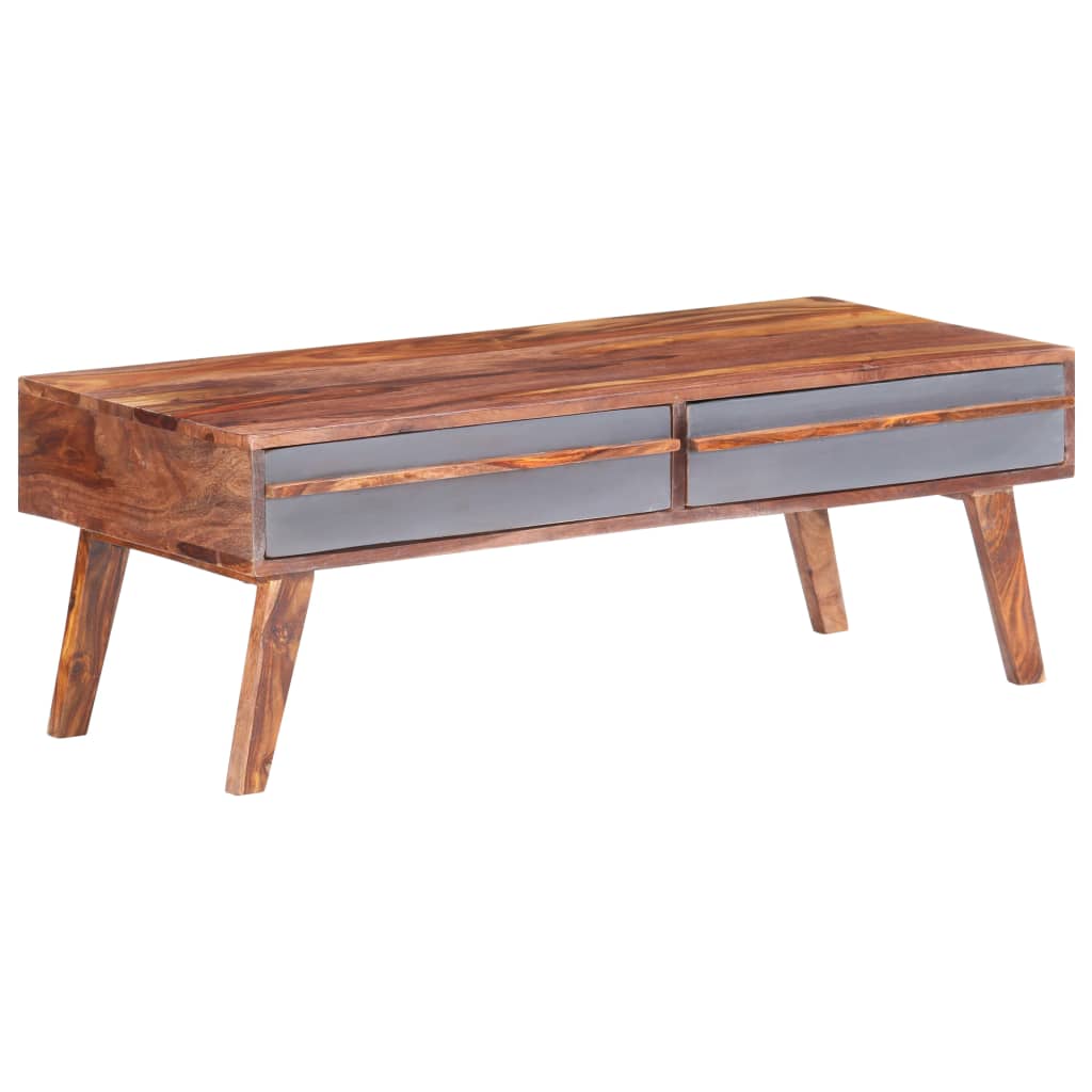 vidaXL Stolik kawowy, szary, 110x50x40 cm, lite drewno