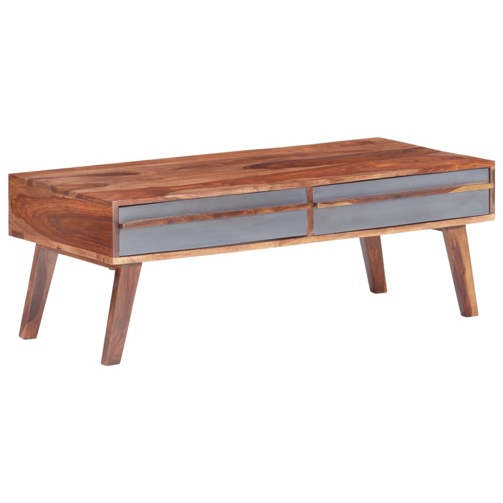 vidaXL Stolik kawowy, szary, 110x50x40 cm, lite drewno