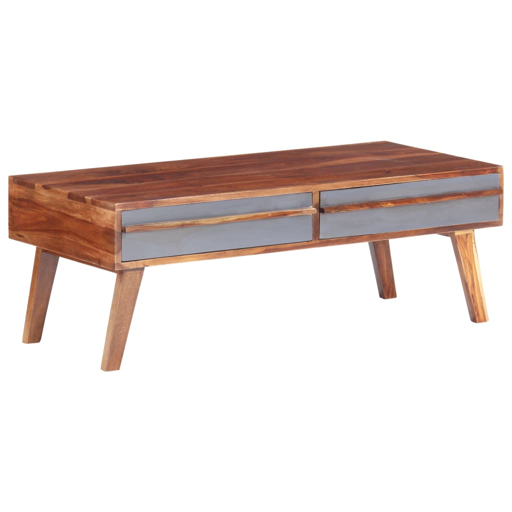 vidaXL Stolik kawowy, szary, 110x50x40 cm, lite drewno