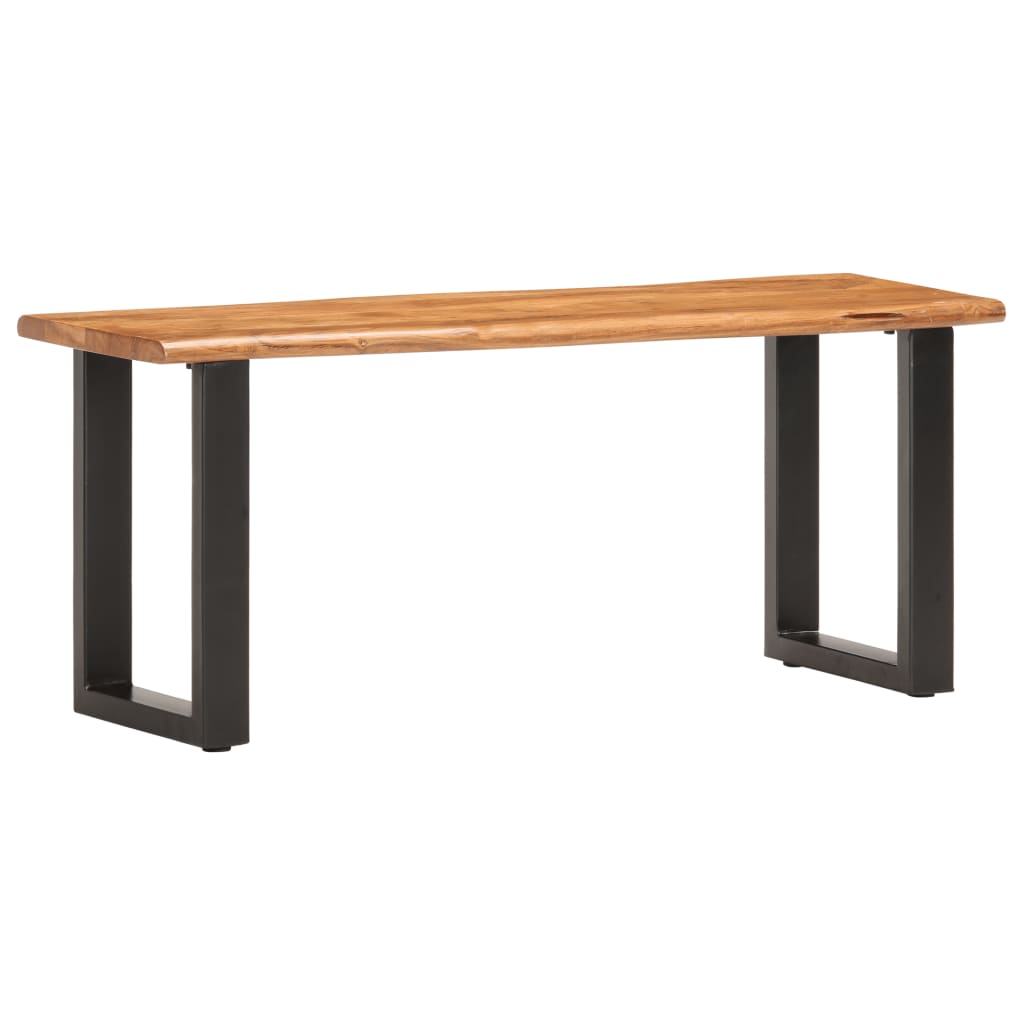 vidaXL Ławka z naturalną krawędzią, 110 cm, drewno akacjowe i stal