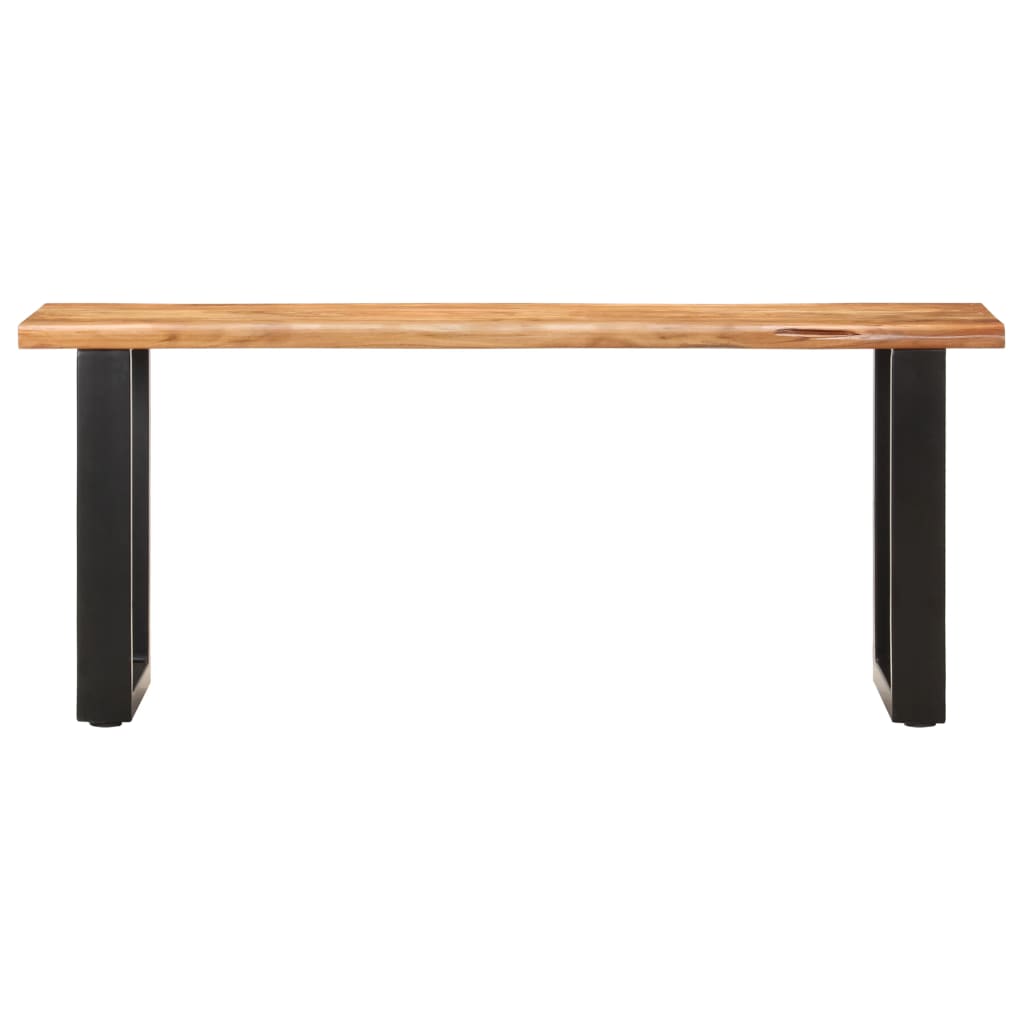 vidaXL Ławka z naturalną krawędzią, 110 cm, drewno akacjowe i stal