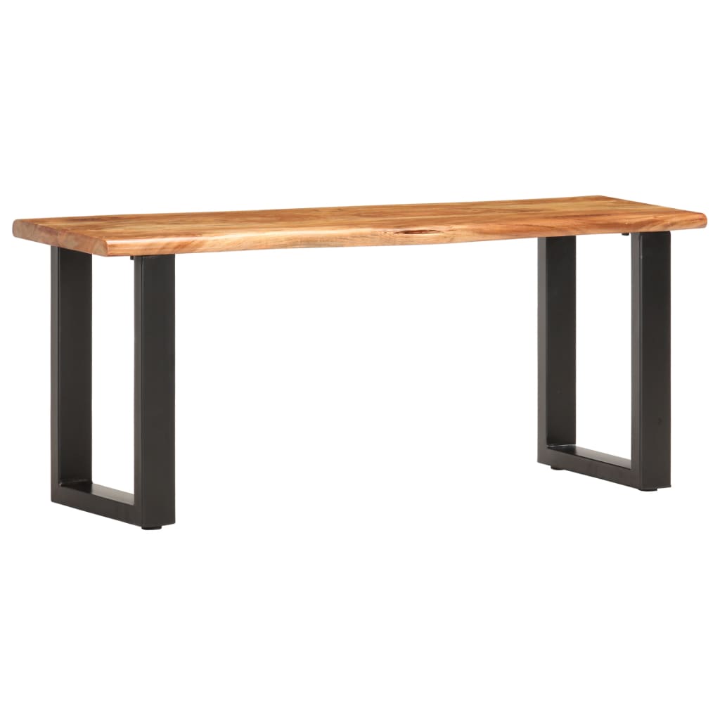 vidaXL Ławka z naturalną krawędzią, 110 cm, drewno akacjowe i stal