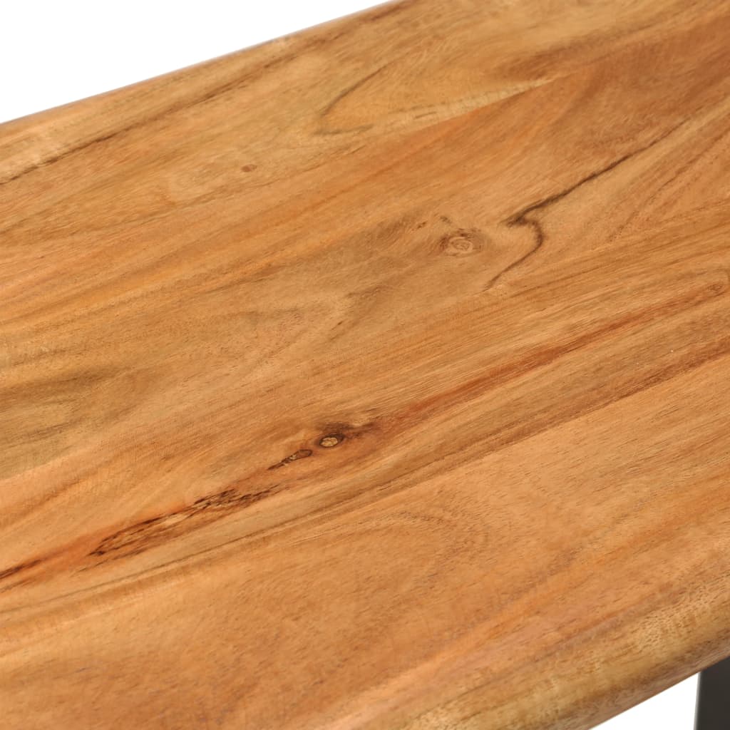 vidaXL Ławka z naturalną krawędzią, 110 cm, drewno akacjowe i stal
