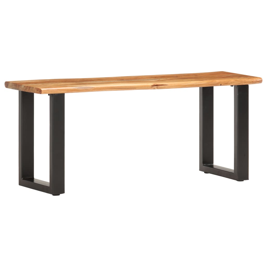 vidaXL Ławka z naturalną krawędzią, 110 cm, drewno akacjowe i stal