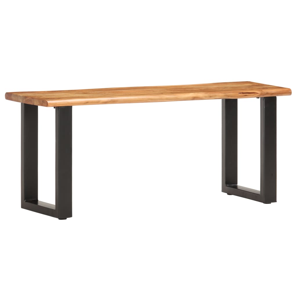 vidaXL Ławka z naturalną krawędzią, 110 cm, drewno akacjowe i stal
