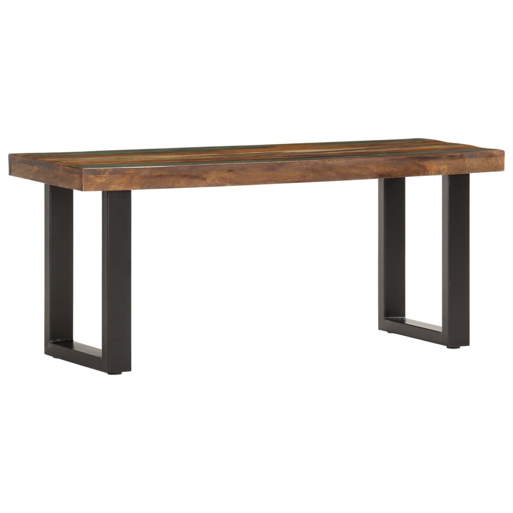 vidaXL Ławka, 110 cm, lite drewno odzyskane i stal