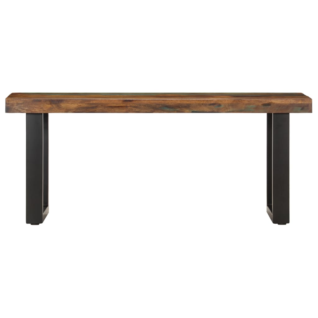 vidaXL Ławka, 110 cm, lite drewno odzyskane i stal